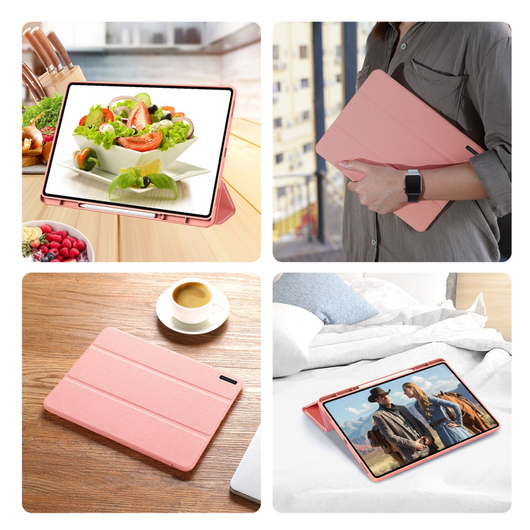 Dux Ducis Domo Samsung Galaxy Tab S11 Ultra Hoes Tri-Fold Book Case Roze afbeelding 8