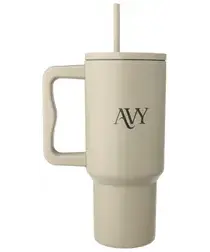 AVY Tumbler Geïsoleerde Waterfles met Rietje Recycled RVS (900ML) Beige afbeelding