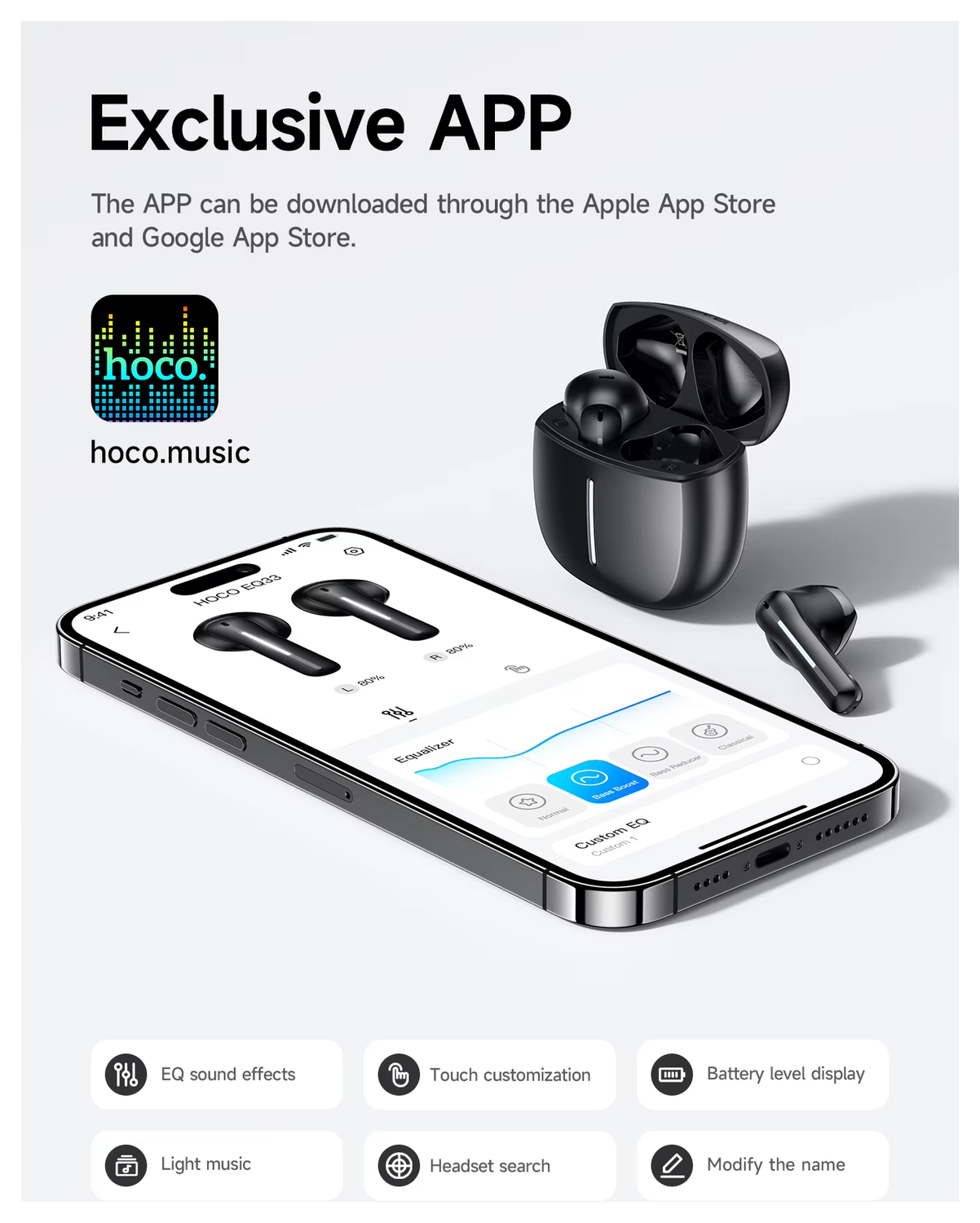 Hoco EQ33 Draadloze Oordopjes Bluetooth Headset Wit afbeelding 5