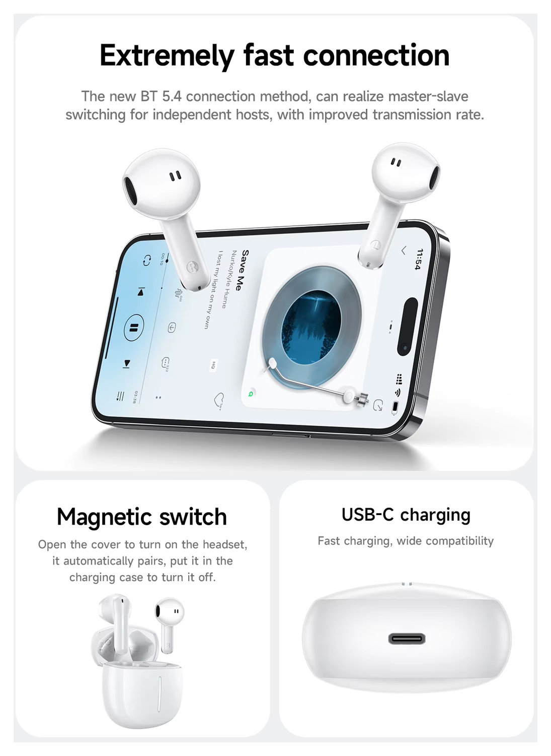 Hoco EQ33 Draadloze Oordopjes Bluetooth Headset Wit afbeelding 6