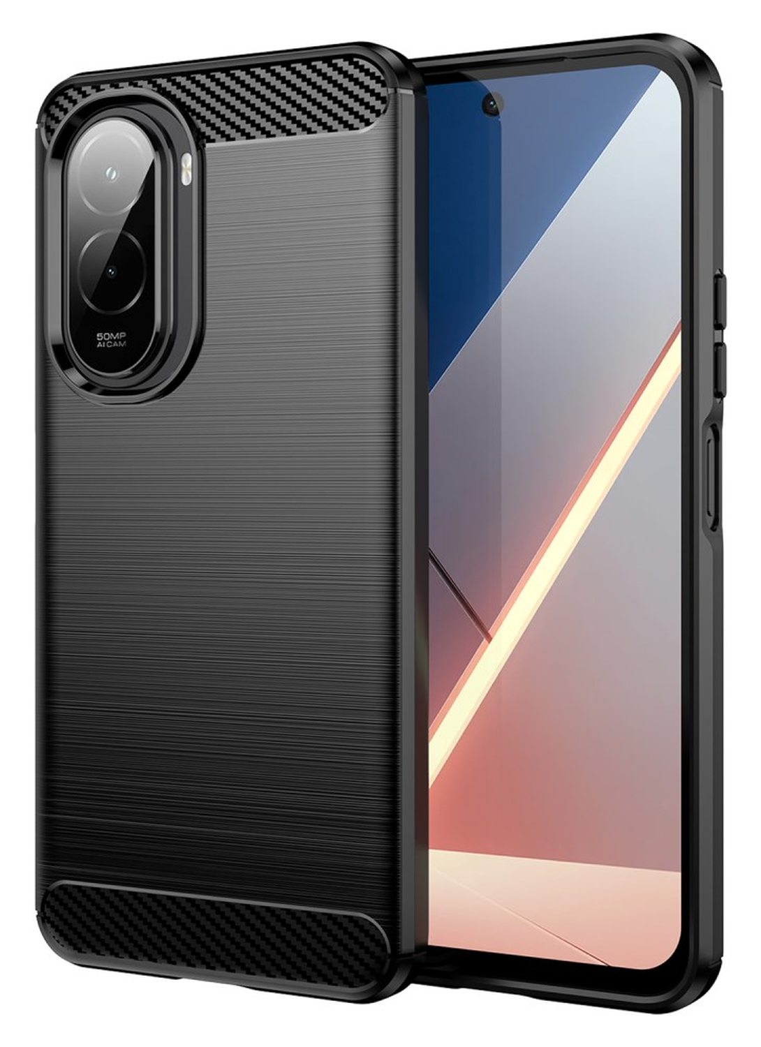 Xiaomi Poco M7 Hoesje Geborsteld TPU Flexibele Back Cover Zwart afbeelding 1