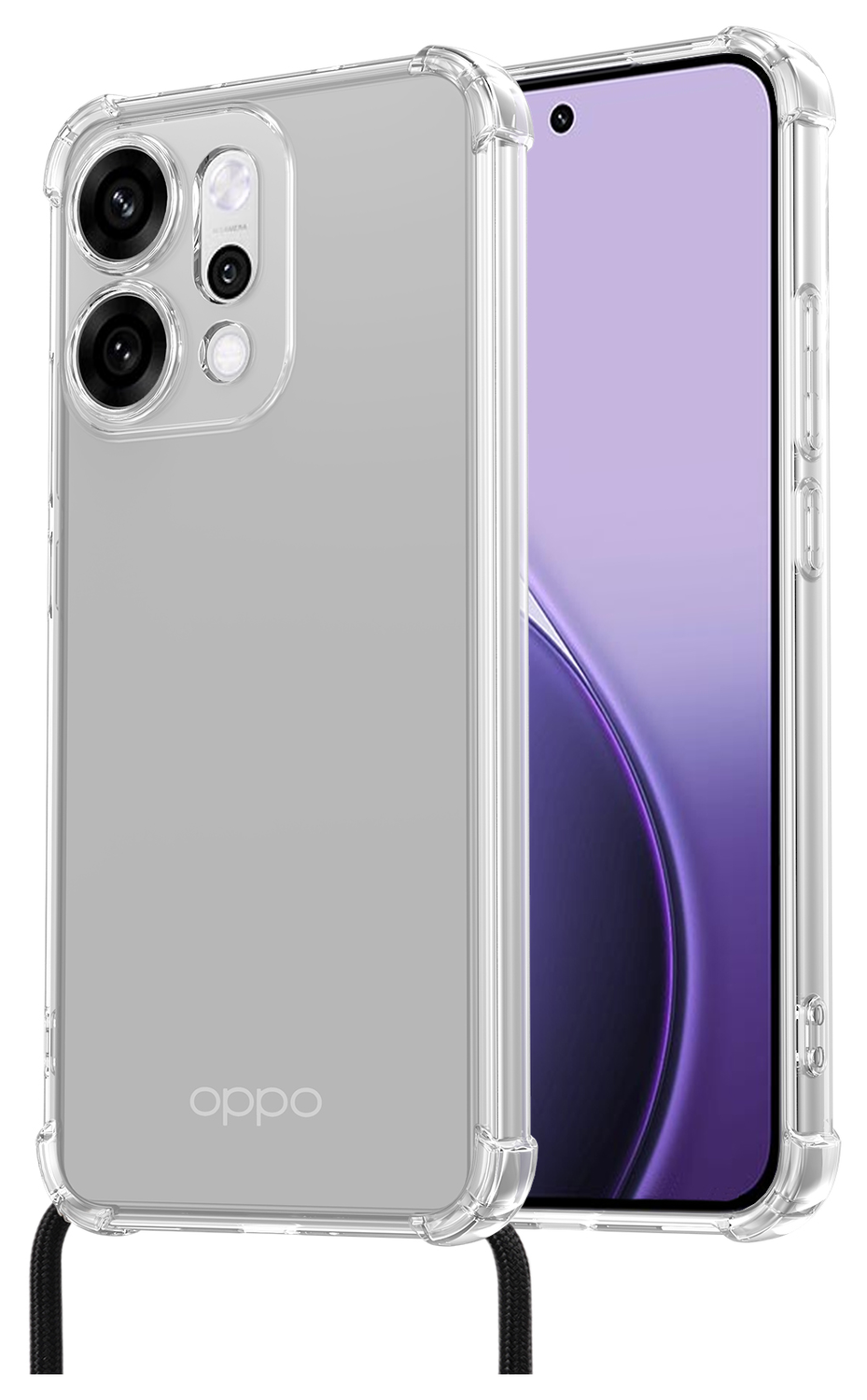 Oppo Reno 14 Hoesje met Koord Schokbestendig TPU Transparant afbeelding 2