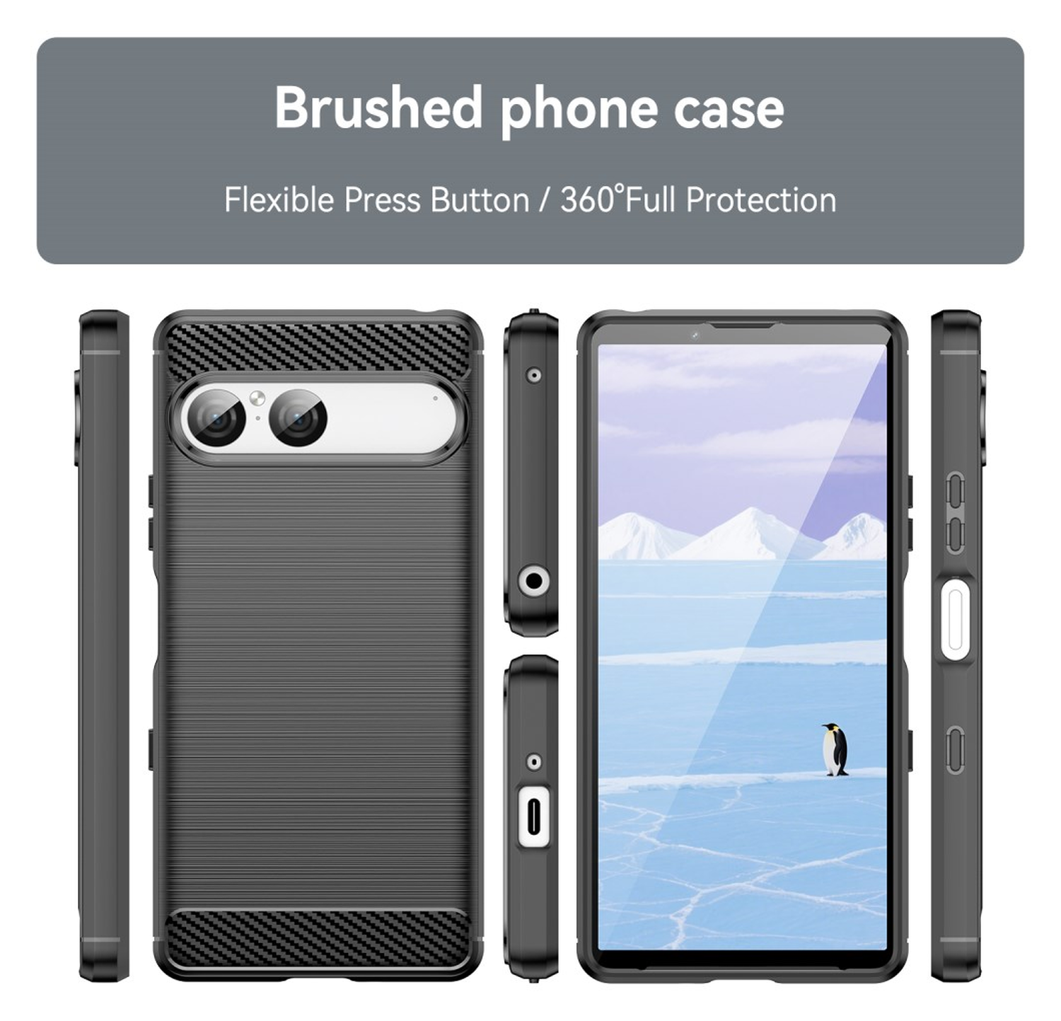 Sony Xperia 10 VII Hoesje Geborsteld TPU Flexibele Back Cover Zwart afbeelding 8