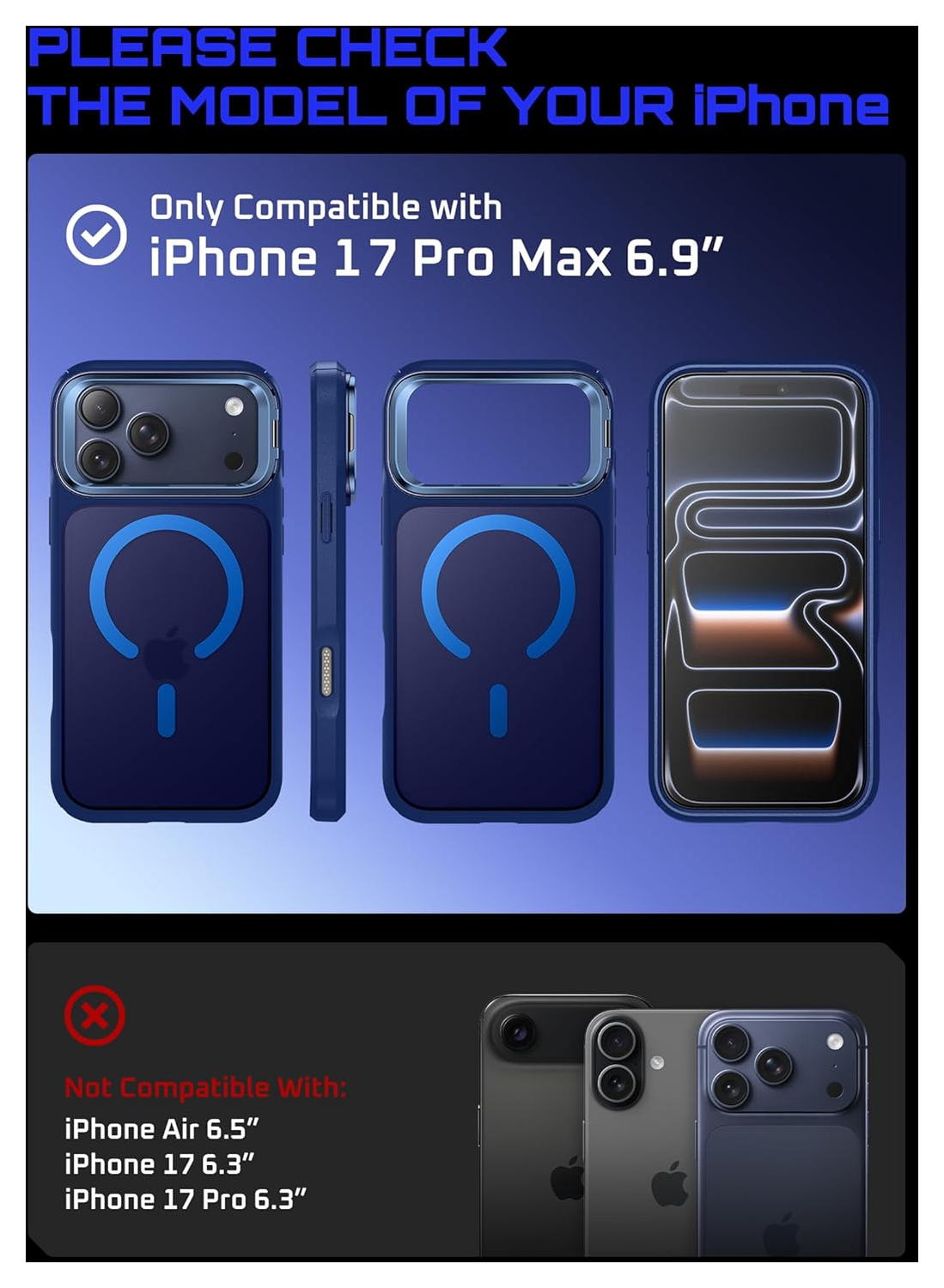 SUPCASE UB Mag iPhone 17 Pro Max Hoesje MagSafe Camera Kickstand Blauw afbeelding 2