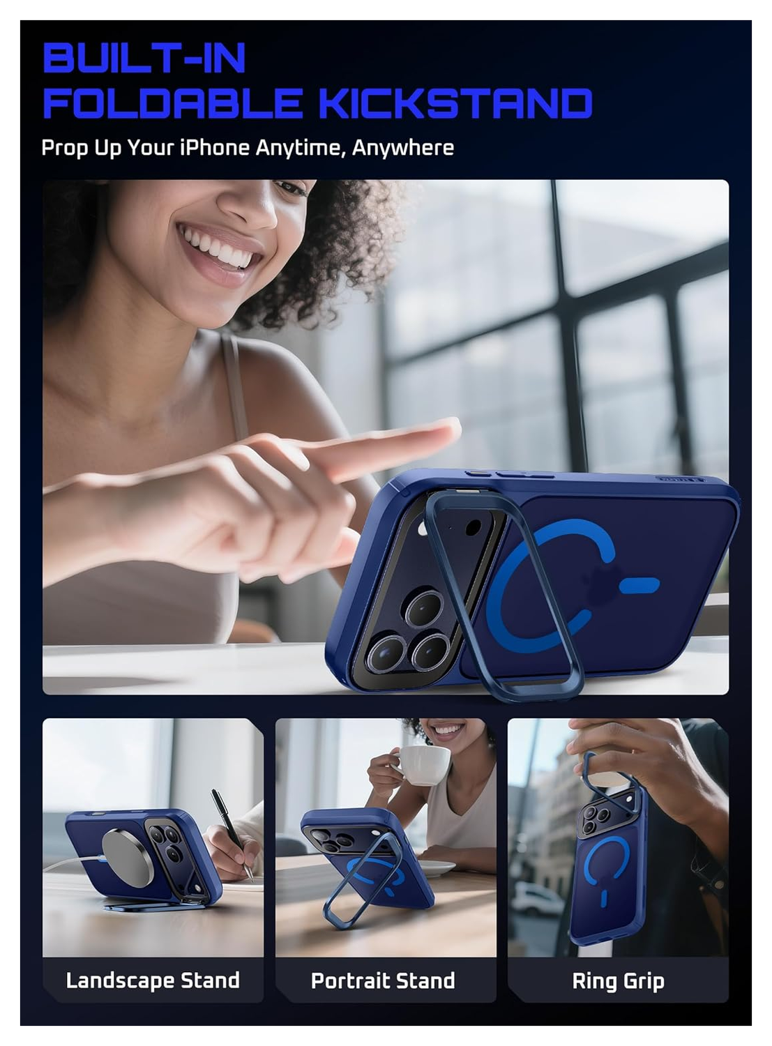 SUPCASE UB Mag iPhone 17 Pro Max Hoesje MagSafe Camera Kickstand Blauw afbeelding 4