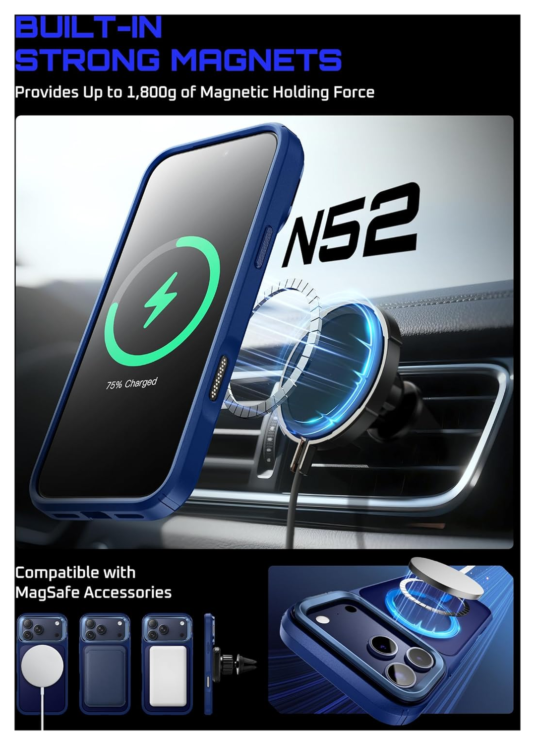 SUPCASE UB Mag iPhone 17 Pro Max Hoesje MagSafe Camera Kickstand Blauw afbeelding 5