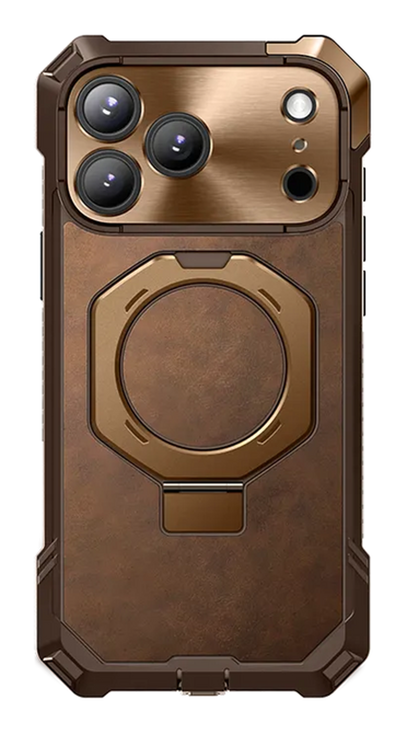 SUPCASE UB Grip Apple iPhone 17 Pro Max Hoesje MagSafe Kickstand Leer Bruin afbeelding 2