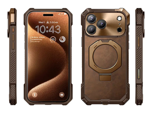 SUPCASE UB Grip Apple iPhone 17 Pro Max Hoesje MagSafe Kickstand Leer Bruin afbeelding 12