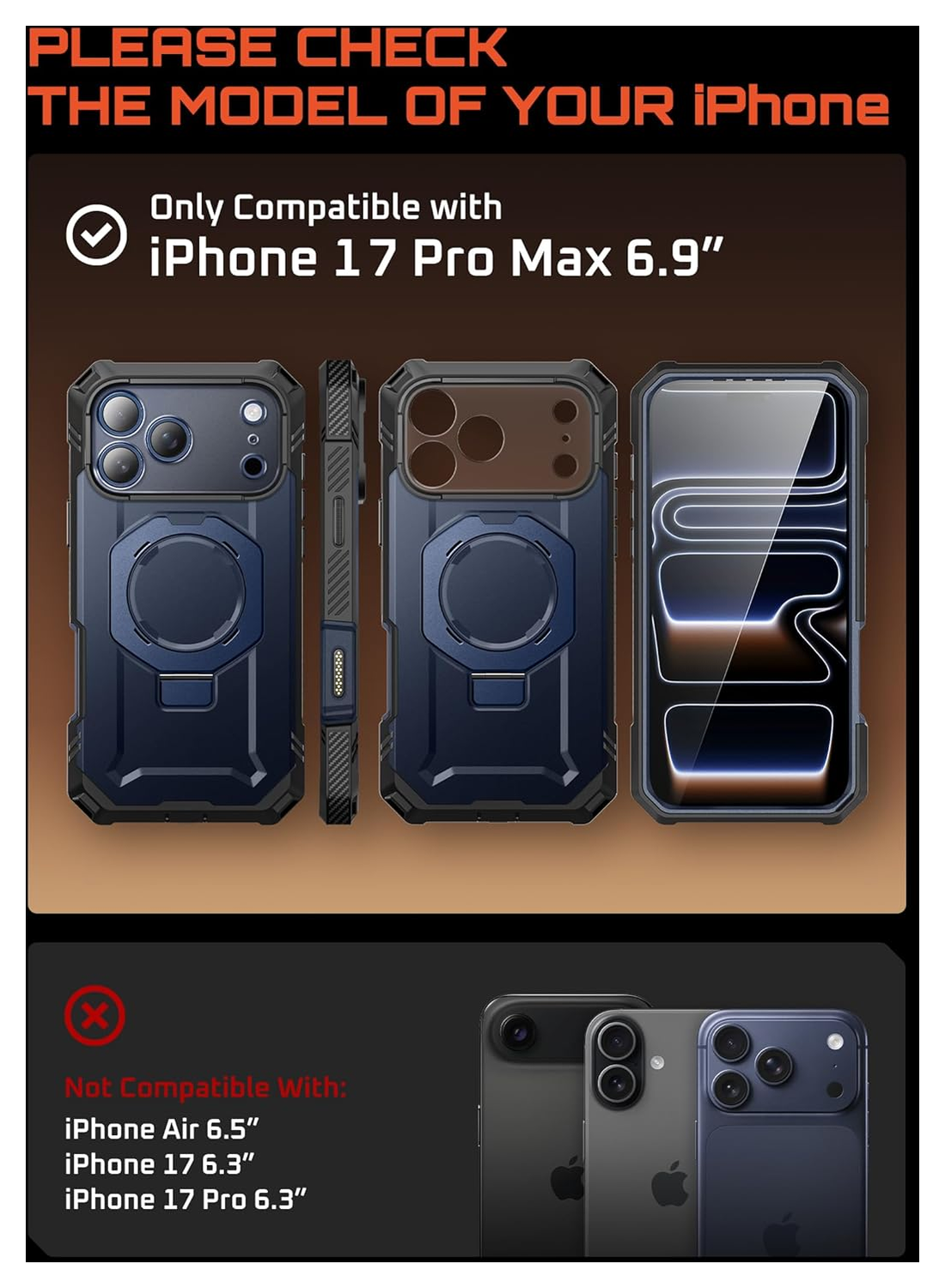 SUPCASE UB Grip Pro Apple iPhone 17 Pro Max Hoesje MagSafe Kickstand Blauw afbeelding 2