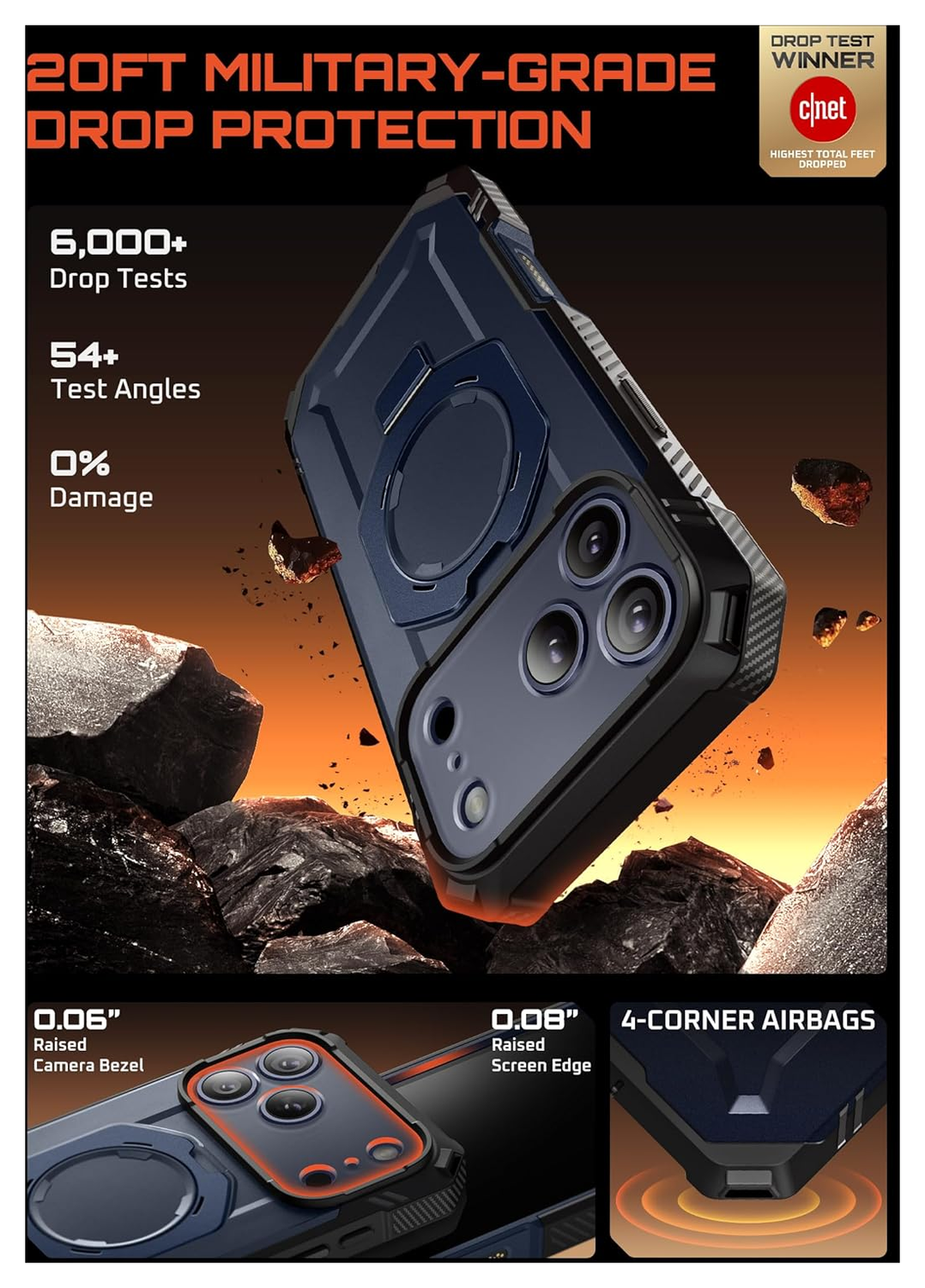 SUPCASE UB Grip Pro Apple iPhone 17 Pro Max Hoesje MagSafe Kickstand Blauw afbeelding 3