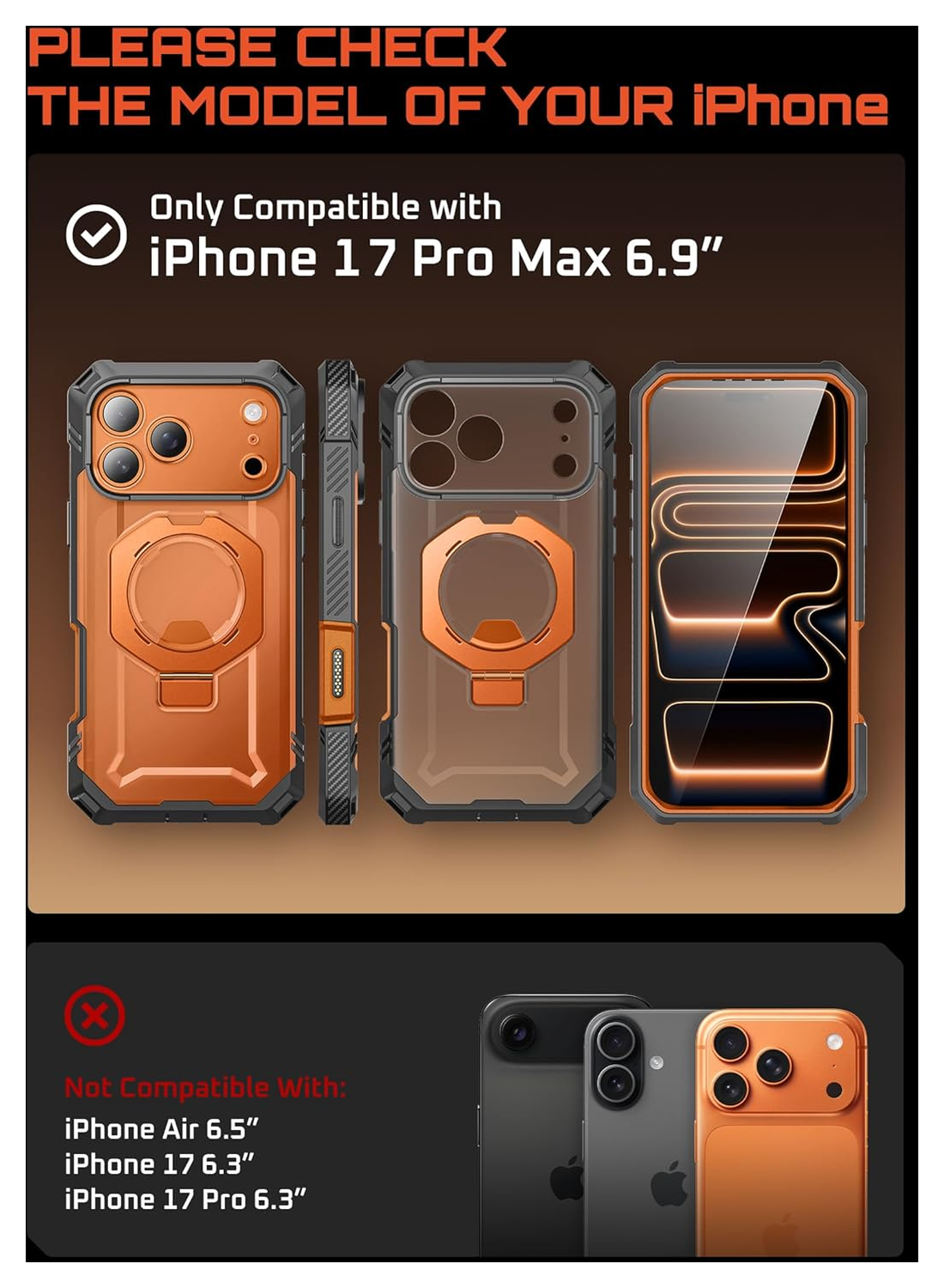 SUPCASE UB Grip Pro Apple iPhone 17 Pro Max Hoesje MagSafe Kickstand Oranje afbeelding 2