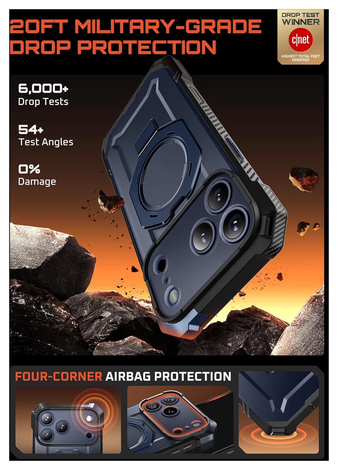 SUPCASE UB Grip Apple iPhone 17 Pro Max Hoesje MagSafe Kickstand Blauw afbeelding 3