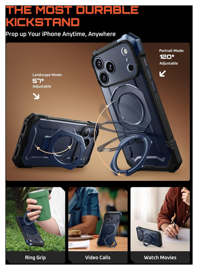 SUPCASE UB Grip Apple iPhone 17 Pro Max Hoesje MagSafe Kickstand Blauw afbeelding 4