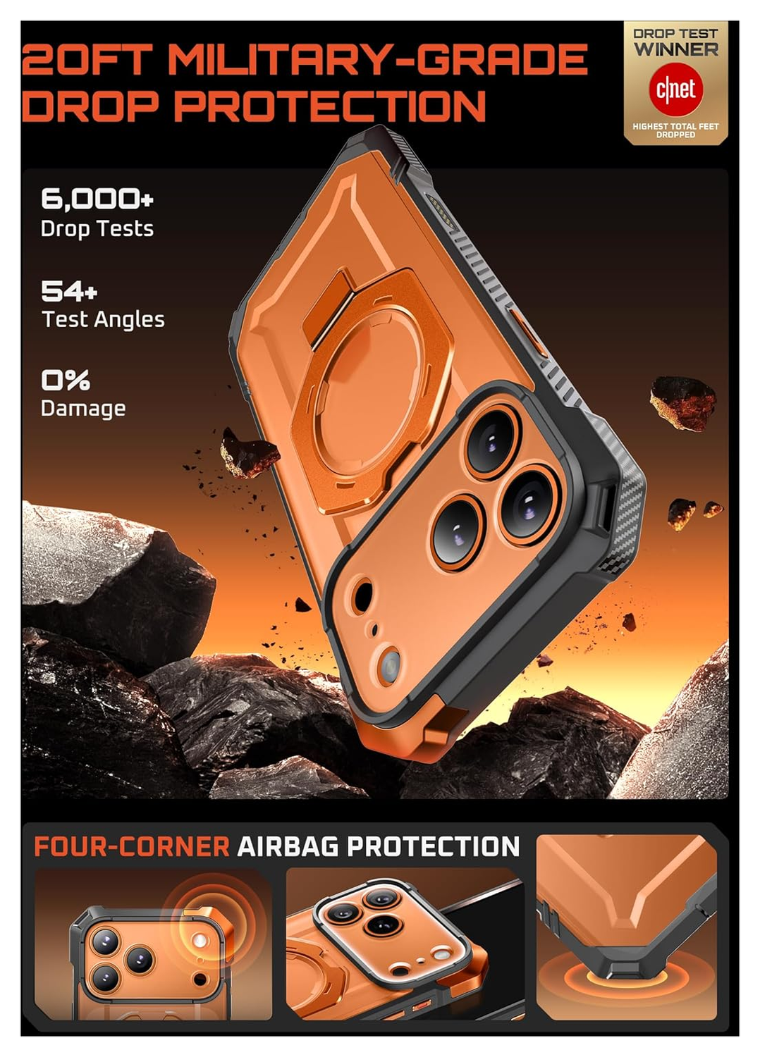 SUPCASE UB Grip Apple iPhone 17 Pro Max Hoesje MagSafe Kickstand Oranje afbeelding 3