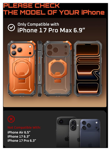 SUPCASE UB Grip Apple iPhone 17 Pro Max Hoesje MagSafe Kickstand Oranje afbeelding 2