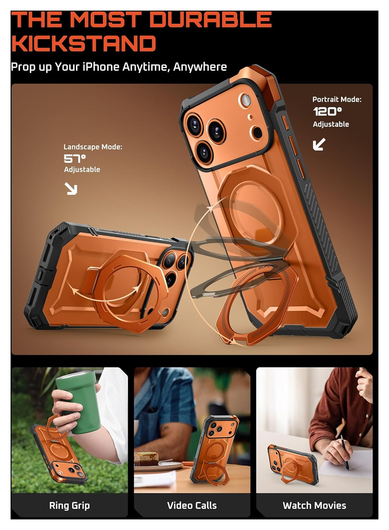 SUPCASE UB Grip Apple iPhone 17 Pro Max Hoesje MagSafe Kickstand Oranje afbeelding 4
