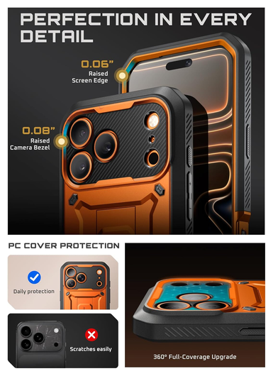 SUPCASE UB Pro Apple iPhone 17 Pro Max Hoesje Full Protect Kickstand Oranje afbeelding 7