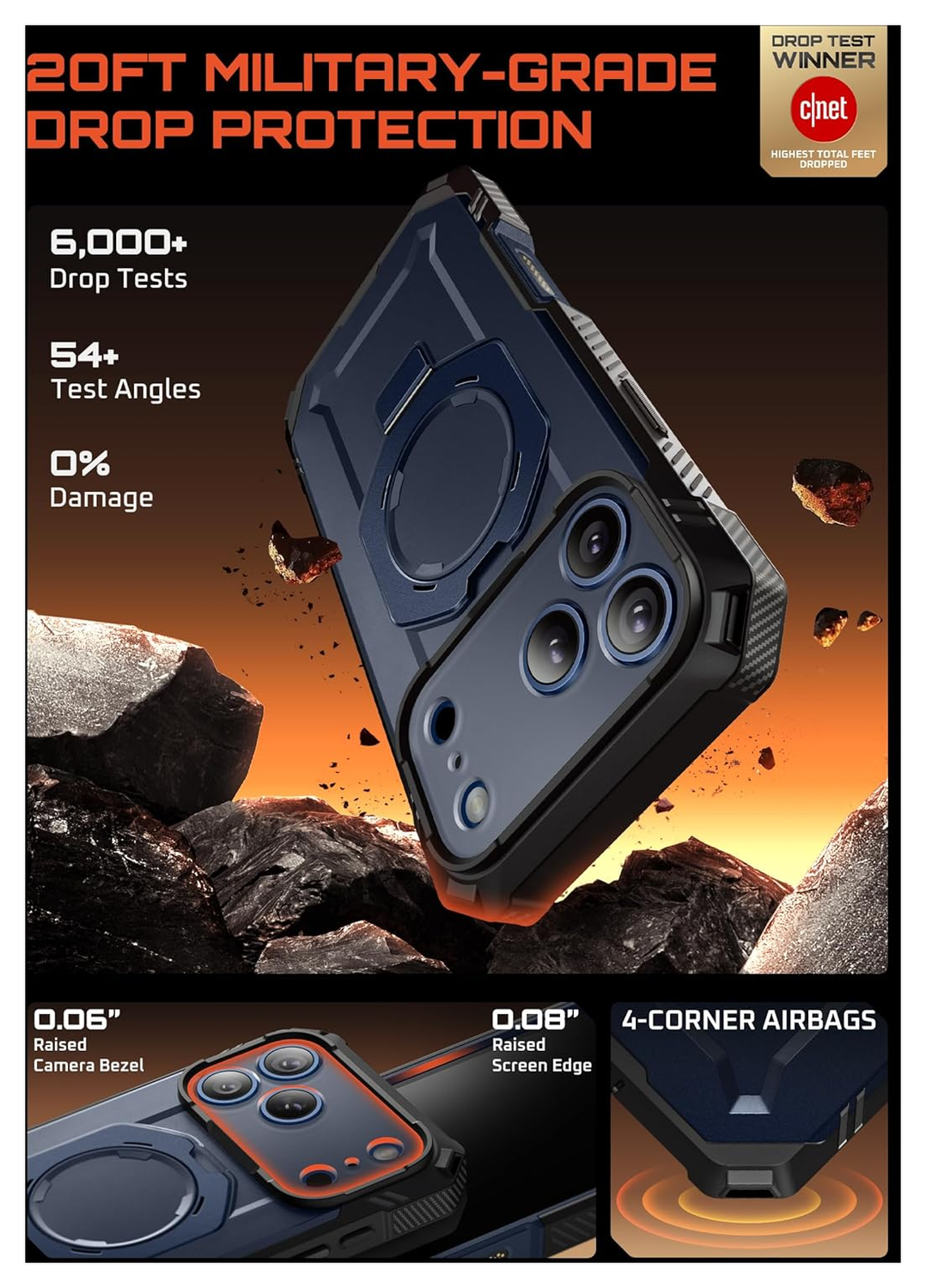 SUPCASE UB Grip Pro Apple iPhone 17 Pro Hoesje Full Protect MagSafe Stand Blauw afbeelding 4