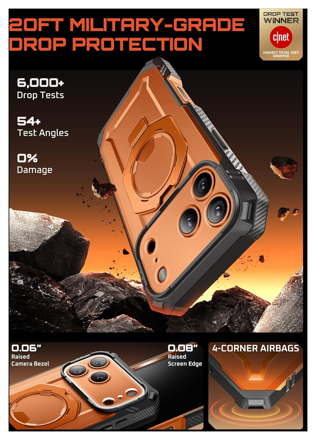 SUPCASE UB Grip Pro Apple iPhone 17 Pro Hoesje Full Protect MagSafe Stand Oranje afbeelding 4