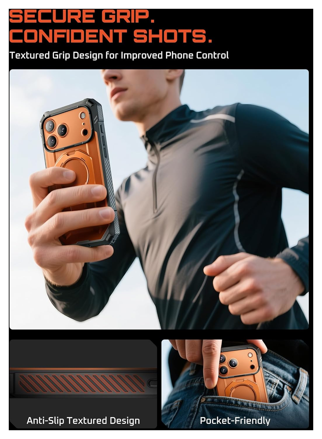 SUPCASE UB Grip Pro Apple iPhone 17 Pro Hoesje Full Protect MagSafe Stand Oranje afbeelding 9