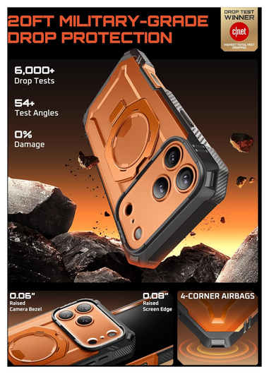 SUPCASE UB Grip Pro Apple iPhone 17 Pro Hoesje Full Protect MagSafe Stand Oranje afbeelding 4