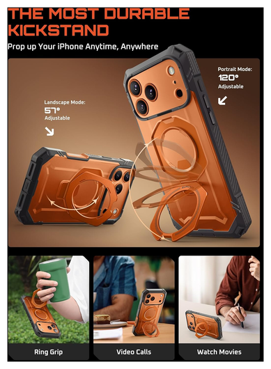 SUPCASE UB Grip Pro Apple iPhone 17 Pro Hoesje Full Protect MagSafe Stand Oranje afbeelding 5