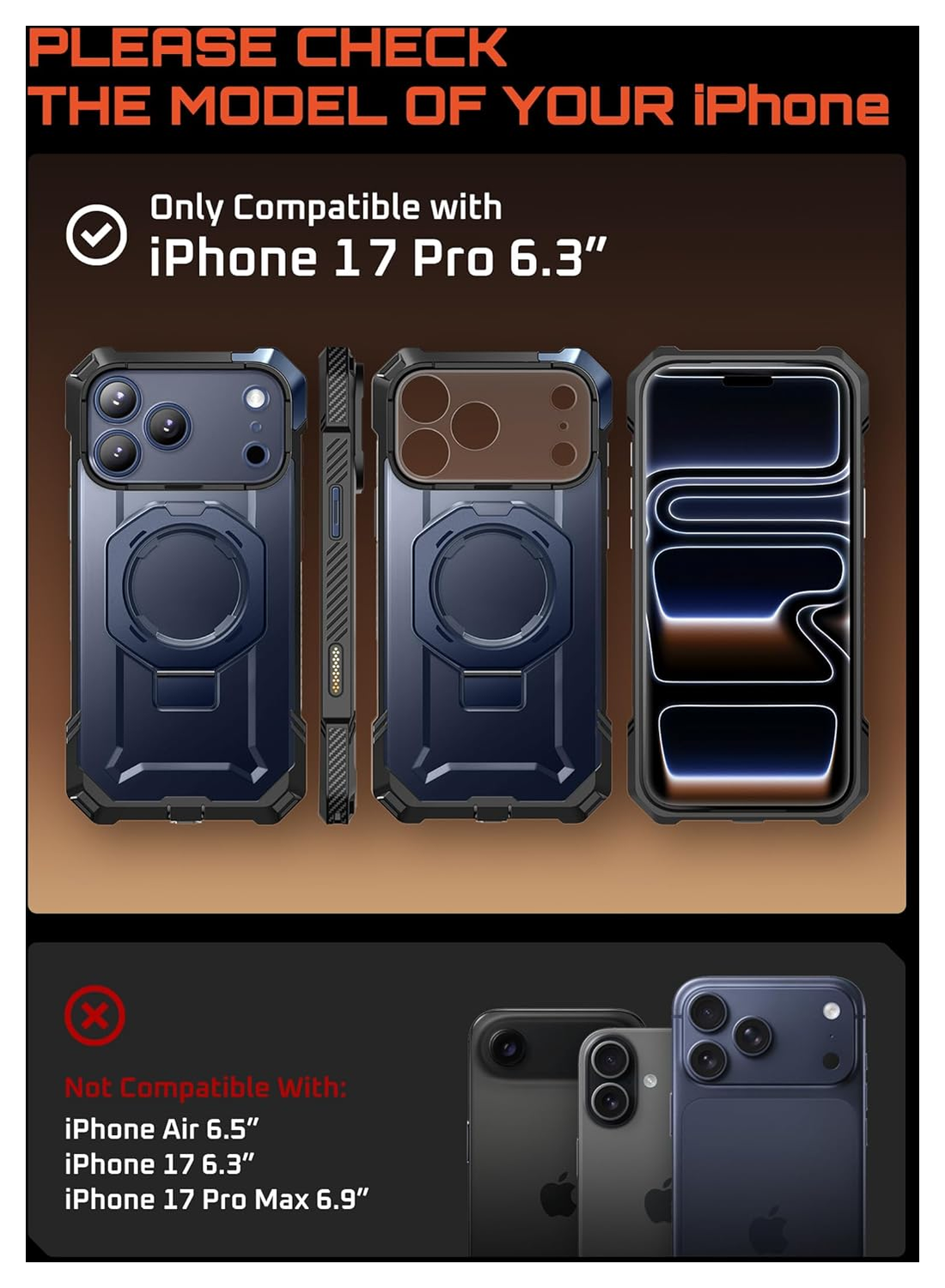 SUPCASE UB Grip Apple iPhone 17 Pro Hoesje MagSafe Kickstand Blauw afbeelding 3