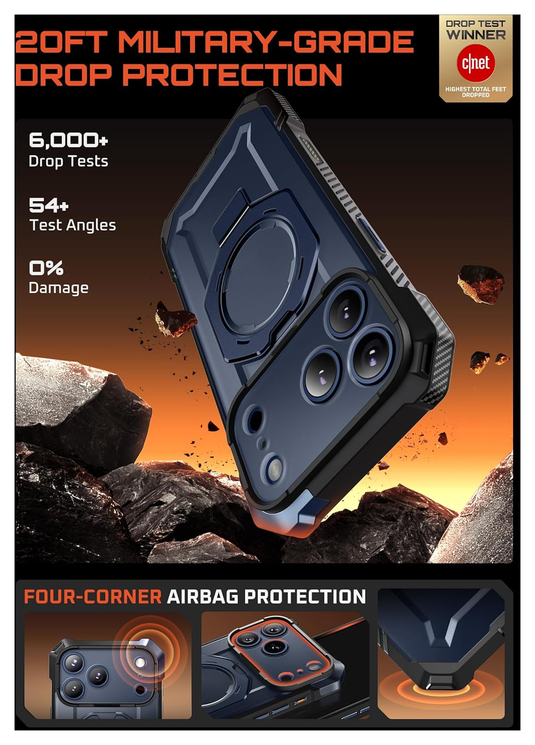 SUPCASE UB Grip Apple iPhone 17 Pro Hoesje MagSafe Kickstand Blauw afbeelding 4