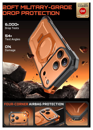 SUPCASE UB Grip Apple iPhone 17 Pro Hoesje MagSafe Kickstand Oranje afbeelding 4