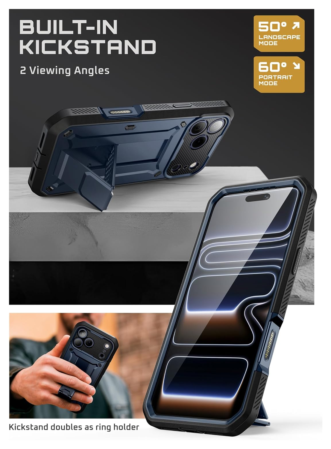 SUPCASE UB Pro Apple iPhone 17 Pro Hoesje Full Protect Kickstand Blauw afbeelding 6