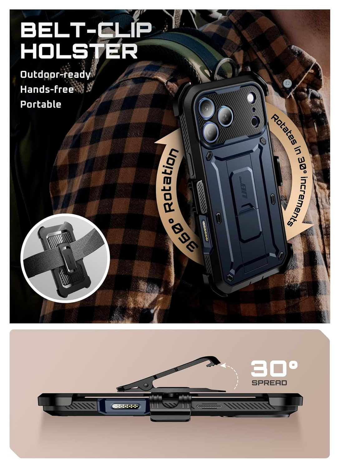 SUPCASE UB Pro Apple iPhone 17 Pro Hoesje Full Protect Kickstand Blauw afbeelding 9