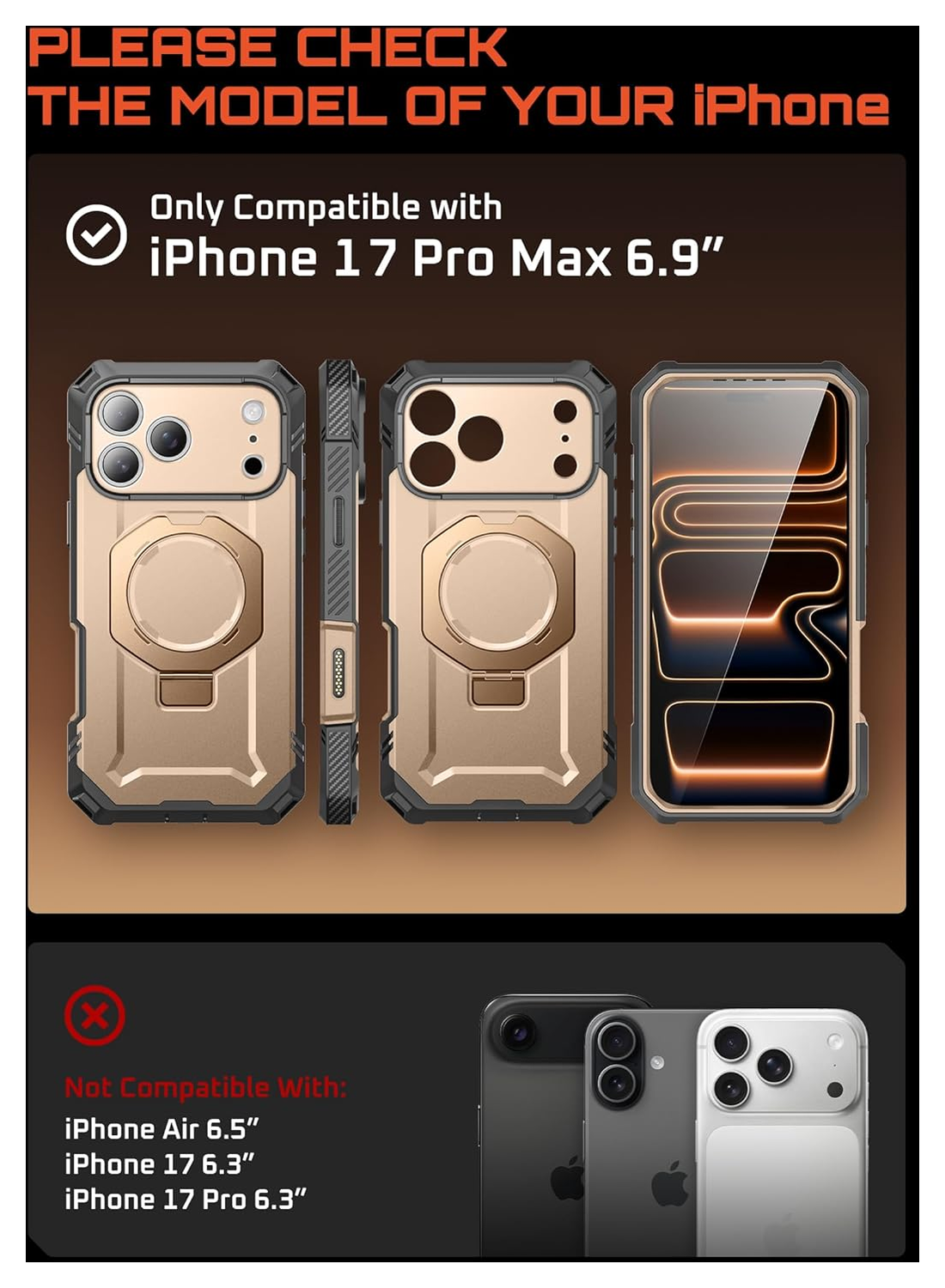 SUPCASE UB Grip Pro Apple iPhone 17 Pro Max Hoesje MagSafe Kickstand Goud afbeelding 2