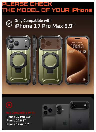 SUPCASE UB Grip Apple iPhone 17 Pro Max Hoesje MagSafe Kickstand Groen afbeelding 3