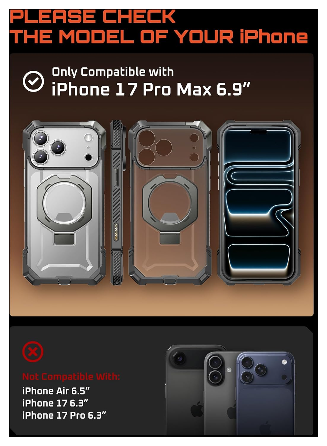 SUPCASE UB Grip Apple iPhone 17 Pro Max Hoesje MagSafe Kickstand Grijs afbeelding 2