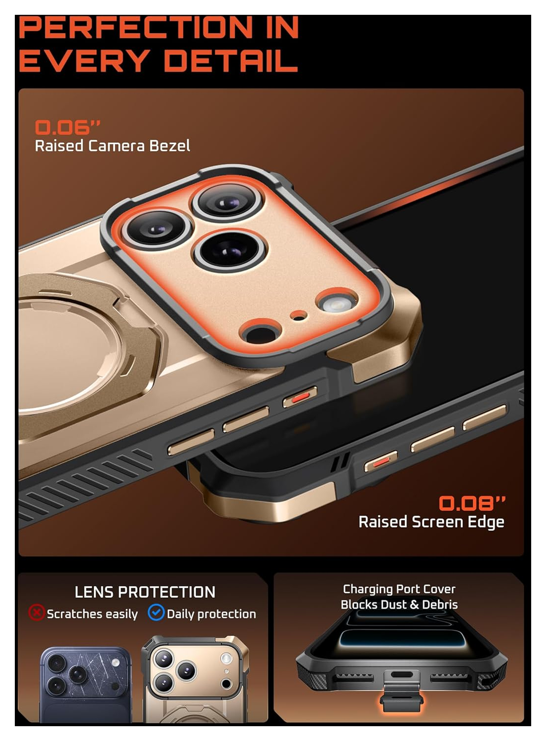 SUPCASE UB Grip Apple iPhone 17 Pro Max Hoesje MagSafe Kickstand Goud afbeelding 10