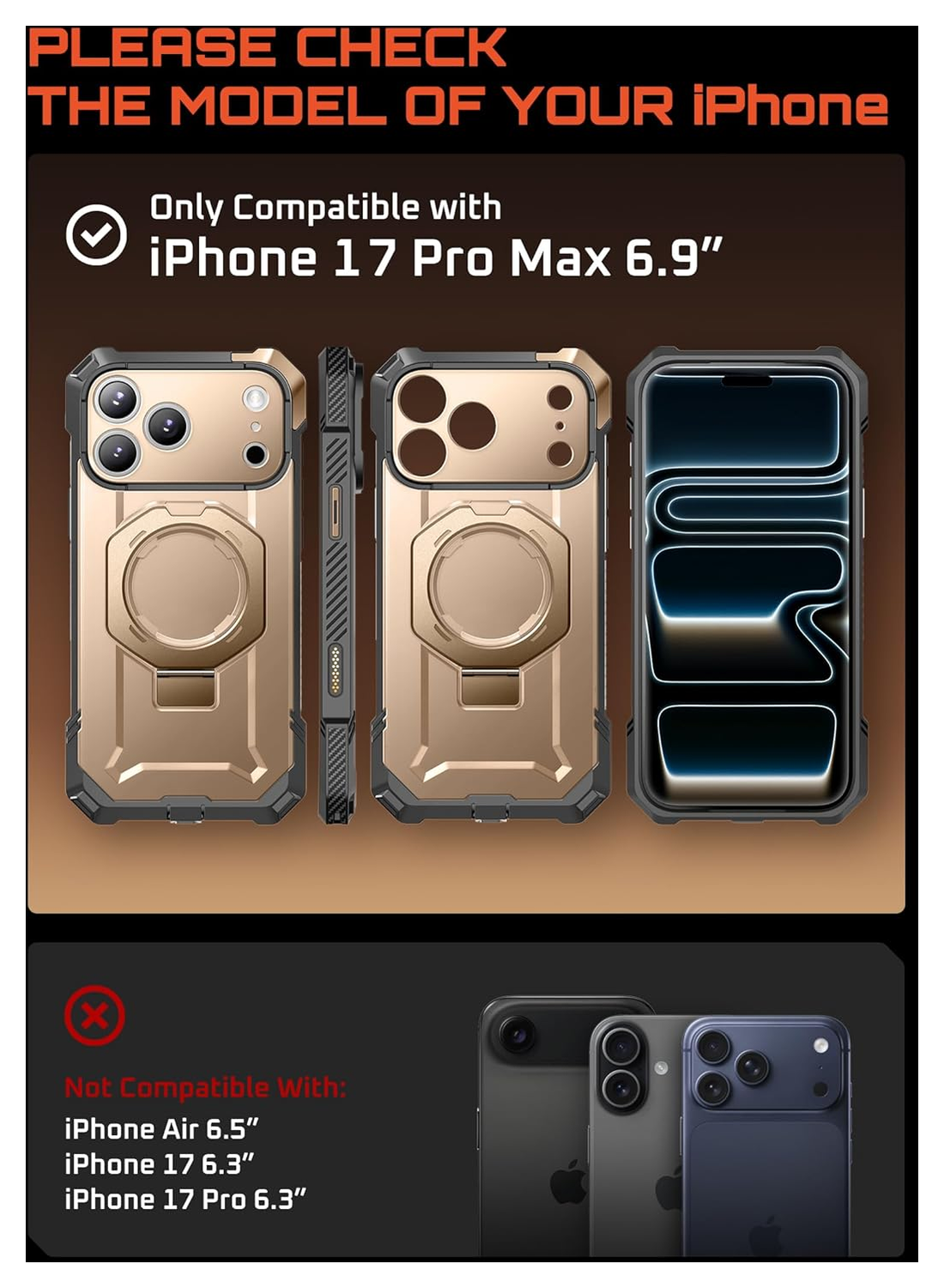 SUPCASE UB Grip Apple iPhone 17 Pro Max Hoesje MagSafe Kickstand Goud afbeelding 3