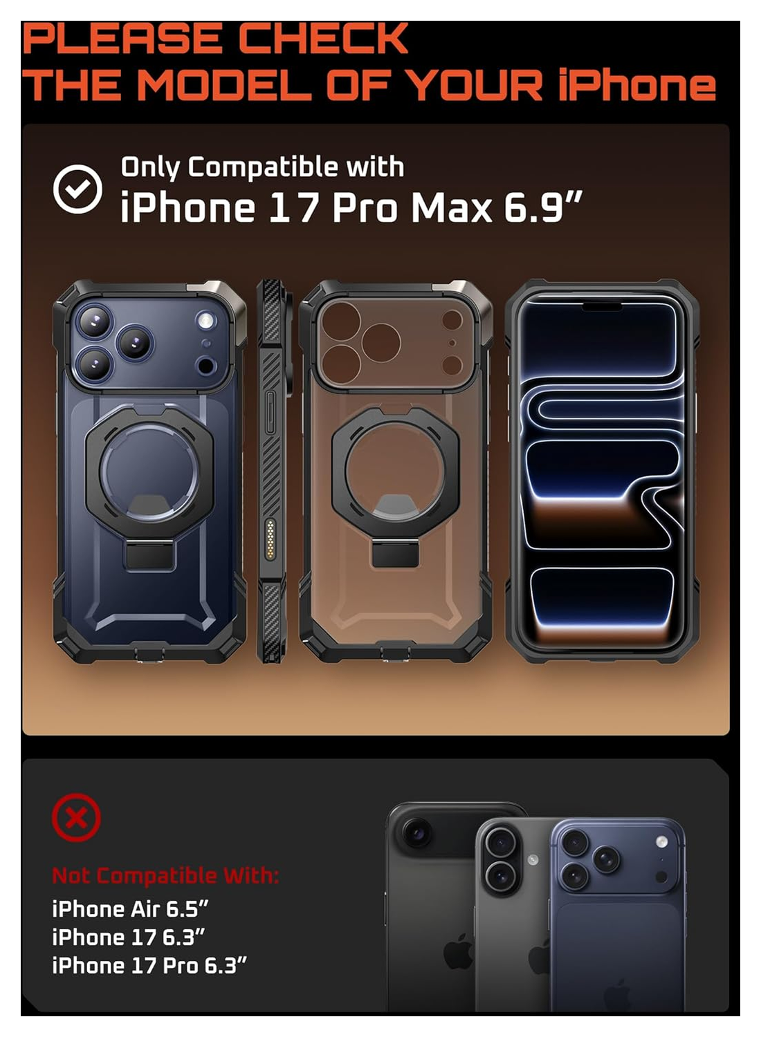 SUPCASE UB Grip Apple iPhone 17 Pro Max Hoesje MagSafe Kickstand Zwart afbeelding 2