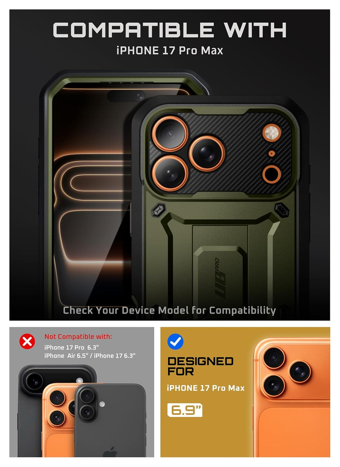 SUPCASE UB Pro Apple iPhone 17 Pro Max Hoesje Full Protect Kickstand Groen afbeelding 3