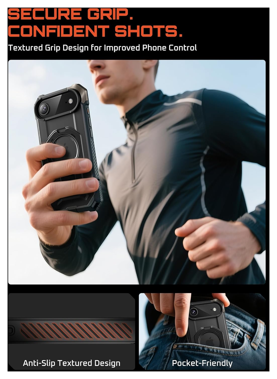 SUPCASE UB Grip iPhone Air Hoesje MagSafe Kickstand Transparant Zwart afbeelding 9