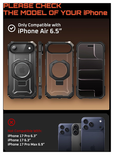 SUPCASE UB Grip iPhone Air Hoesje MagSafe Kickstand Transparant Zwart afbeelding 3