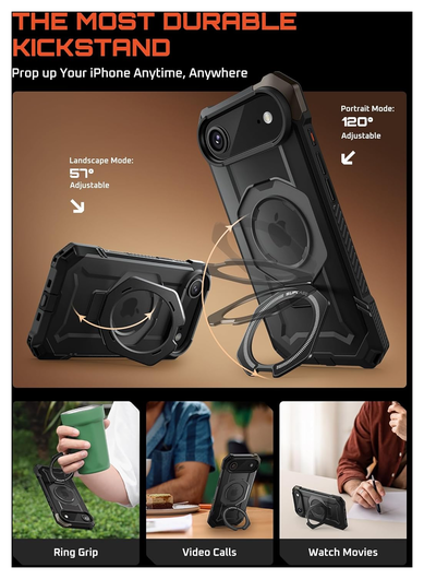 SUPCASE UB Grip iPhone Air Hoesje MagSafe Kickstand Transparant Zwart afbeelding 5