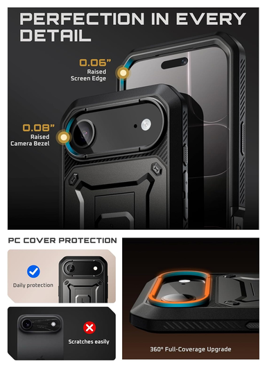 SUPCASE UB Pro iPhone Air Hoesje Full Protect Kickstand Zwart afbeelding 8