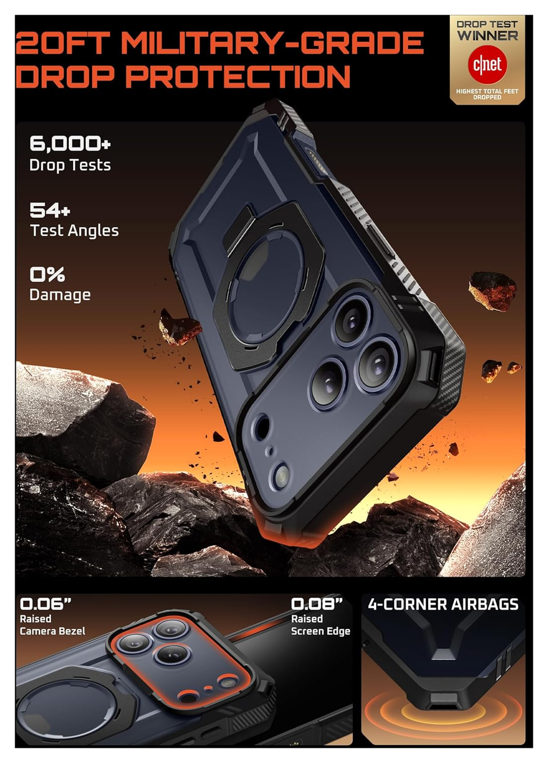 SUPCASE UB Grip Pro Apple iPhone 17 Pro Hoesje Full Protect MagSafe Stand Zwart afbeelding 4