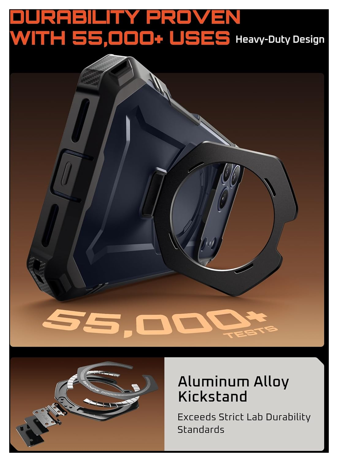 SUPCASE UB Grip Pro Apple iPhone 17 Pro Hoesje Full Protect MagSafe Stand Zwart afbeelding 6