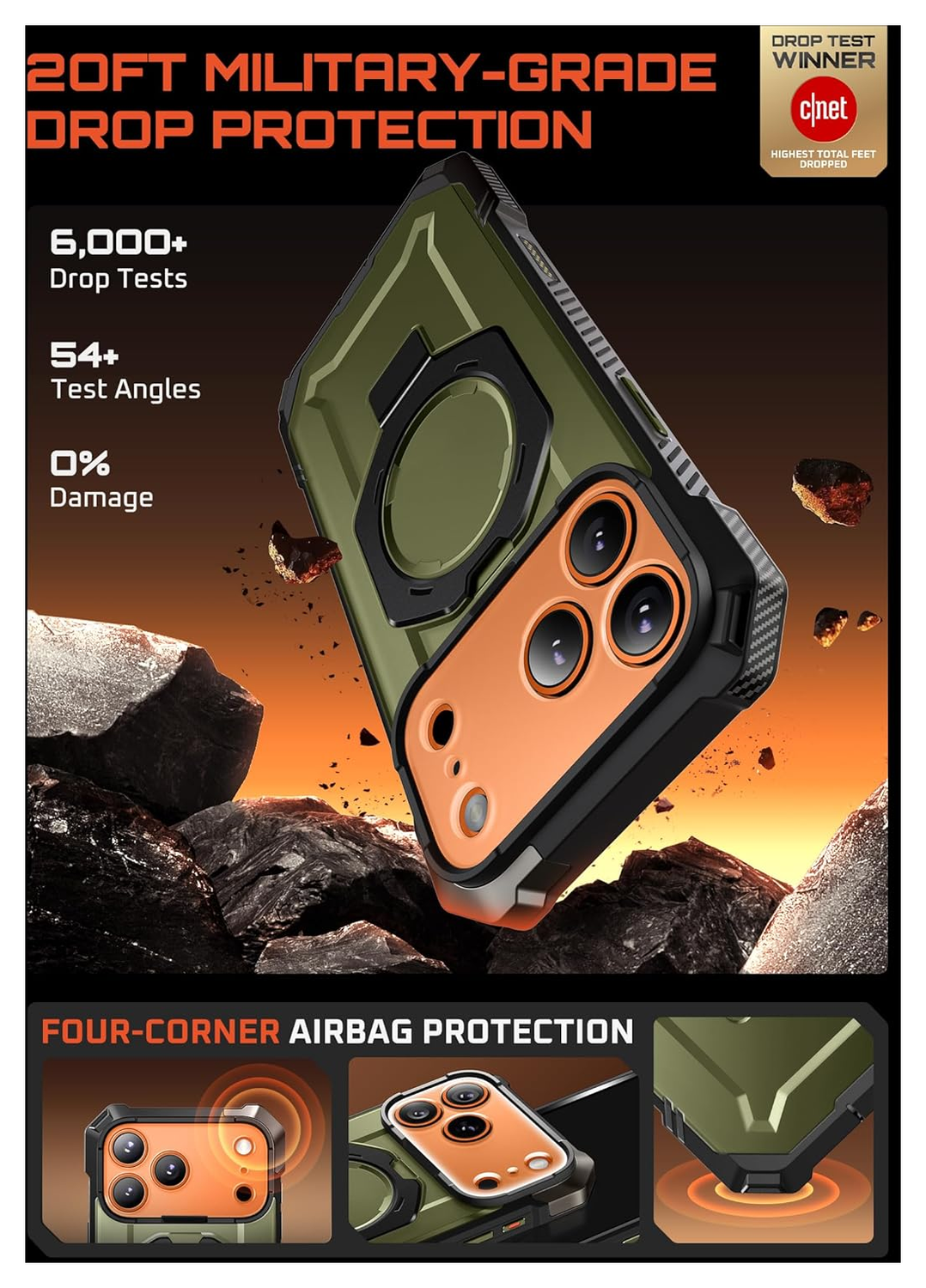 SUPCASE UB Grip Apple iPhone 17 Pro Hoesje MagSafe Kickstand Groen afbeelding 3