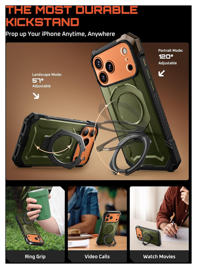 SUPCASE UB Grip Apple iPhone 17 Pro Hoesje MagSafe Kickstand Groen afbeelding 4