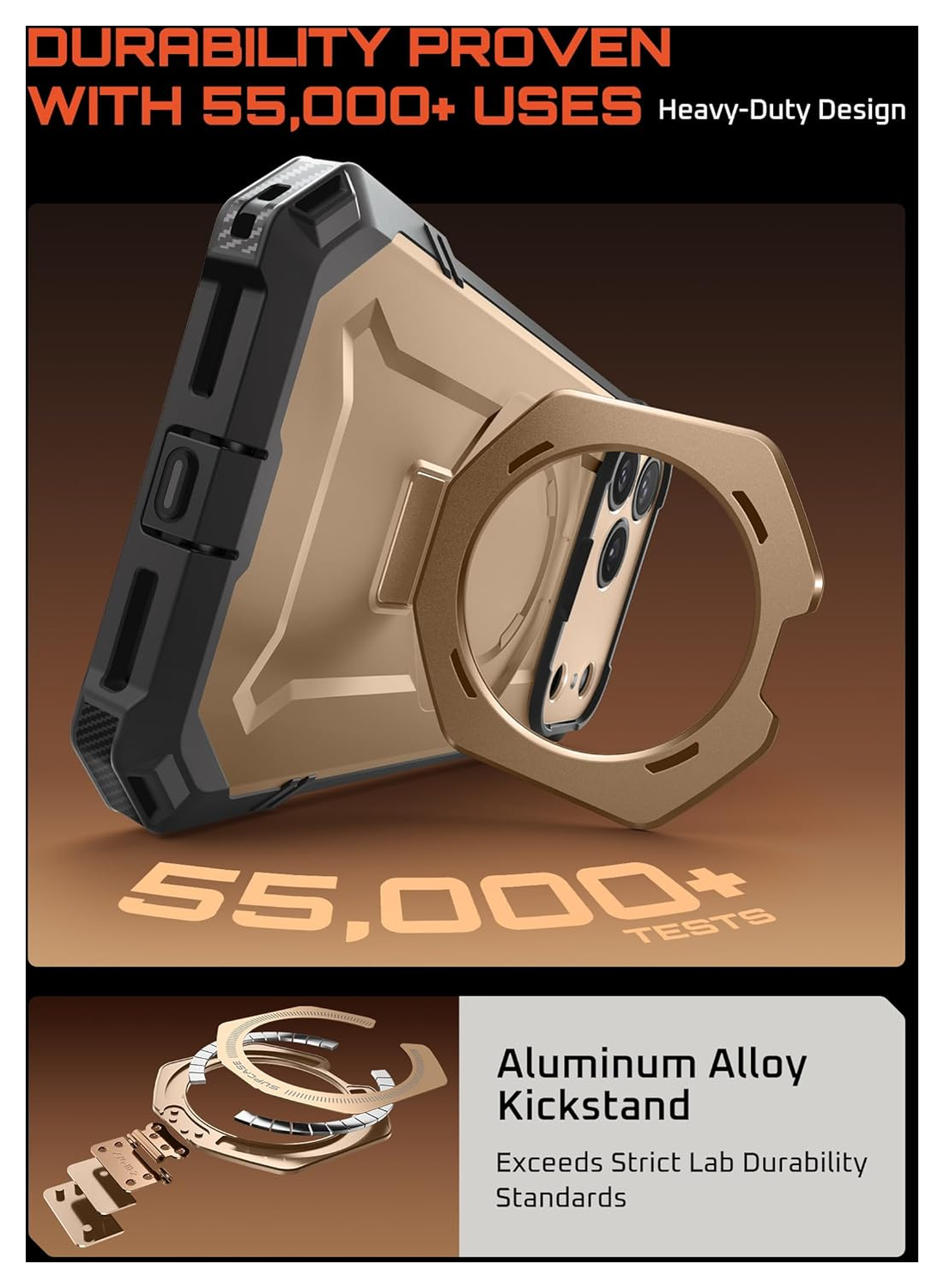 SUPCASE UB Grip Apple iPhone 17 Pro Hoesje MagSafe Kickstand Goud afbeelding 6