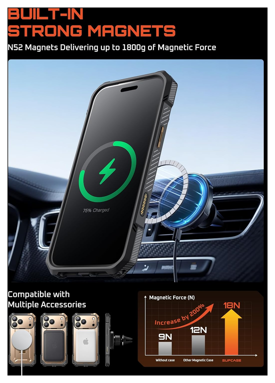 SUPCASE UB Grip Apple iPhone 17 Pro Hoesje MagSafe Kickstand Goud afbeelding 7