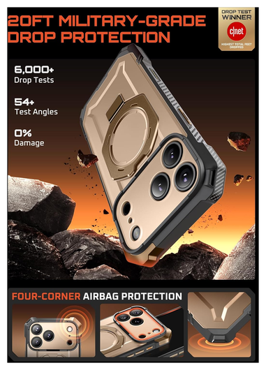 SUPCASE UB Grip Apple iPhone 17 Pro Hoesje MagSafe Kickstand Goud afbeelding 4