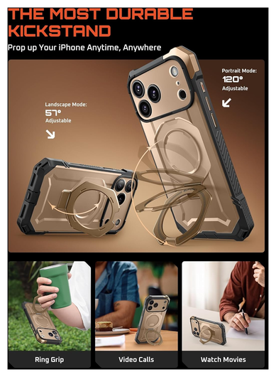 SUPCASE UB Grip Apple iPhone 17 Pro Hoesje MagSafe Kickstand Goud afbeelding 5